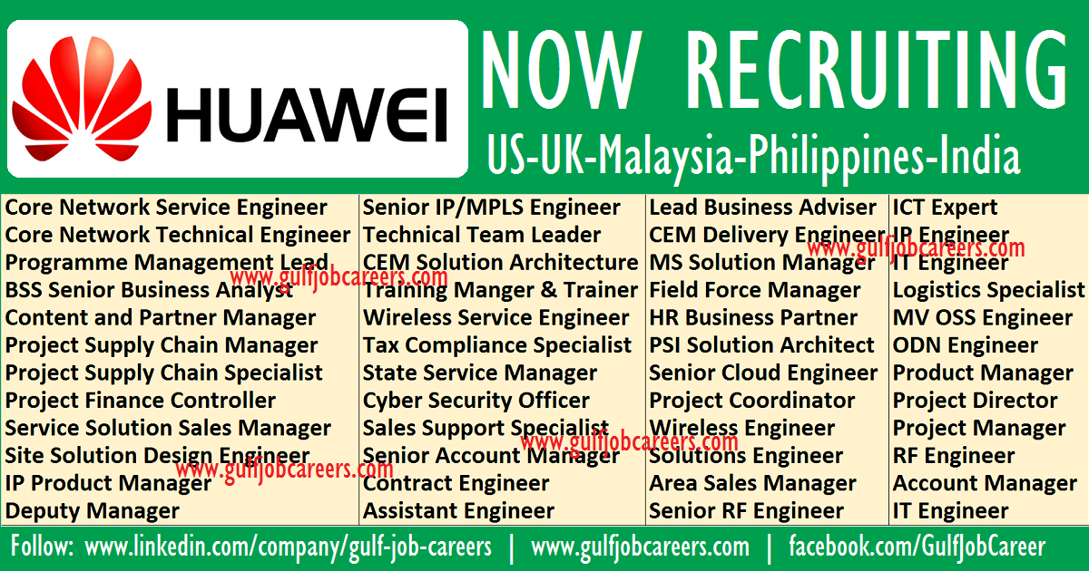 Latest Job Vacancies at Huawei USUKMalaysiaPhilippinesIndia