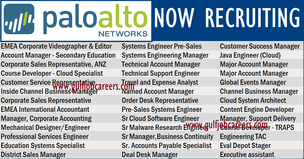 Latest Job Openings at Palo Alto Networks