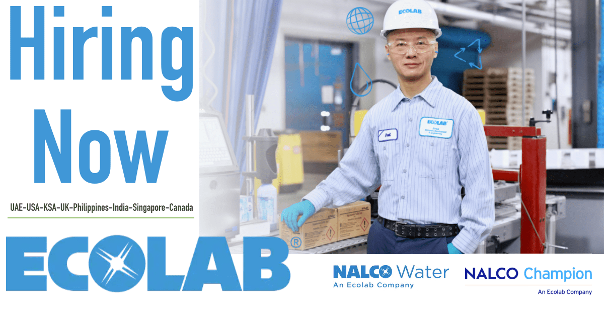 Ecolab Jobs UAEUSAKSAUKPhilippinesIndiaSingaporeCanada 2024