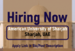 American University of Sharjah Careers (2026) American University of Sharjah jobs